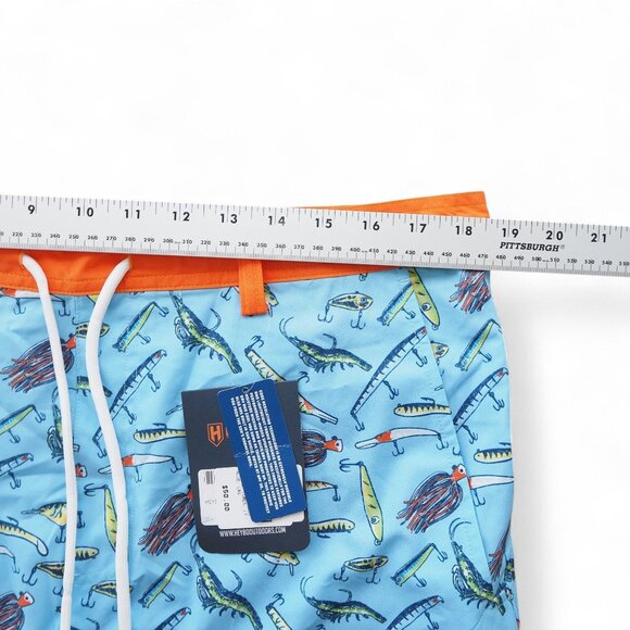 HEYBO Outdoor EBB Tide "Lures" Swim Trunks Men's L Blue / Multicolor - Picture 9 of 10